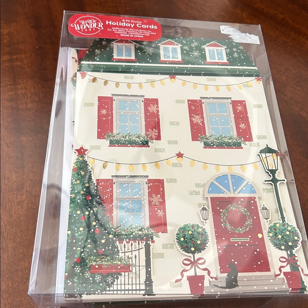 Festive Winter Holiday House Greeting Cards (Set of 6 with Envelopes)